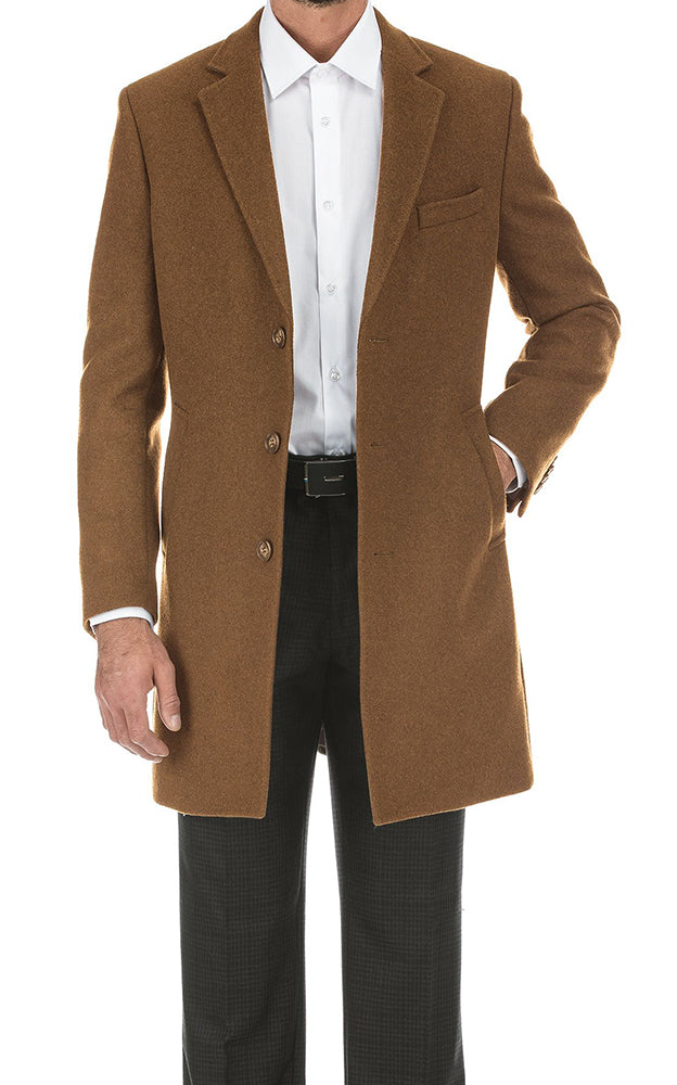 English Laundry Camel Fall/Winter Essential Slim Fit Overcoat Wool Blend