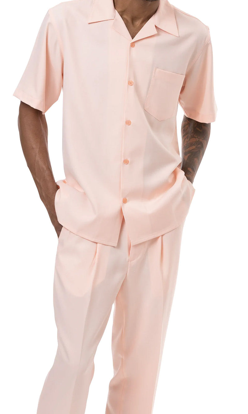 Men's 2 Piece Walking Suit Summer Short Sleeves in Peach