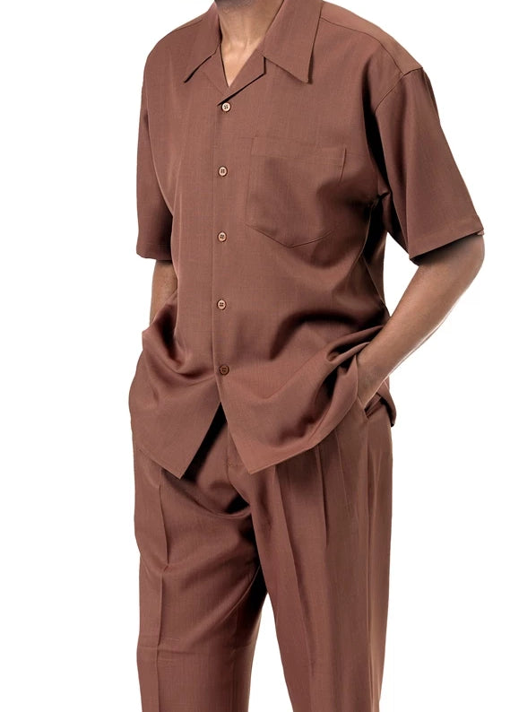 Men's 2 Piece Walking Suit Summer Short Sleeves in Cinnamon