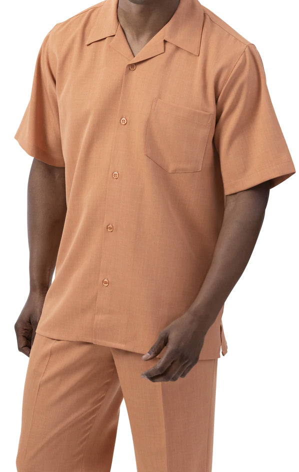 Men's 2 Piece Walking Suit Summer Short Sleeves in Apricot