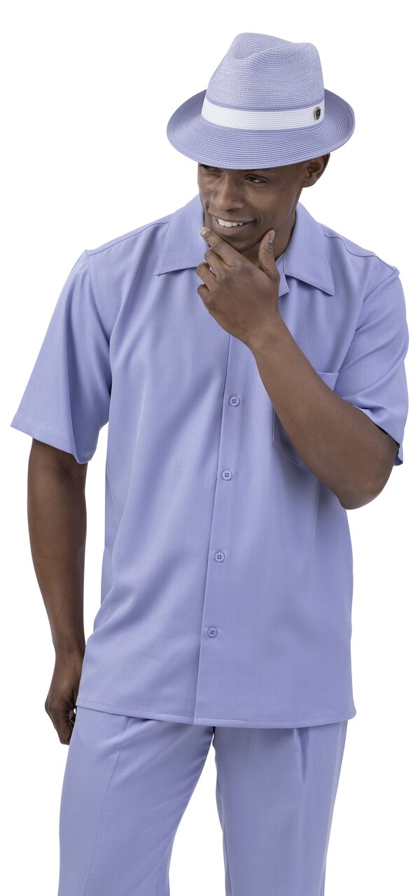 Men's 2 Piece Walking Suit Summer Short Sleeves in Lavender