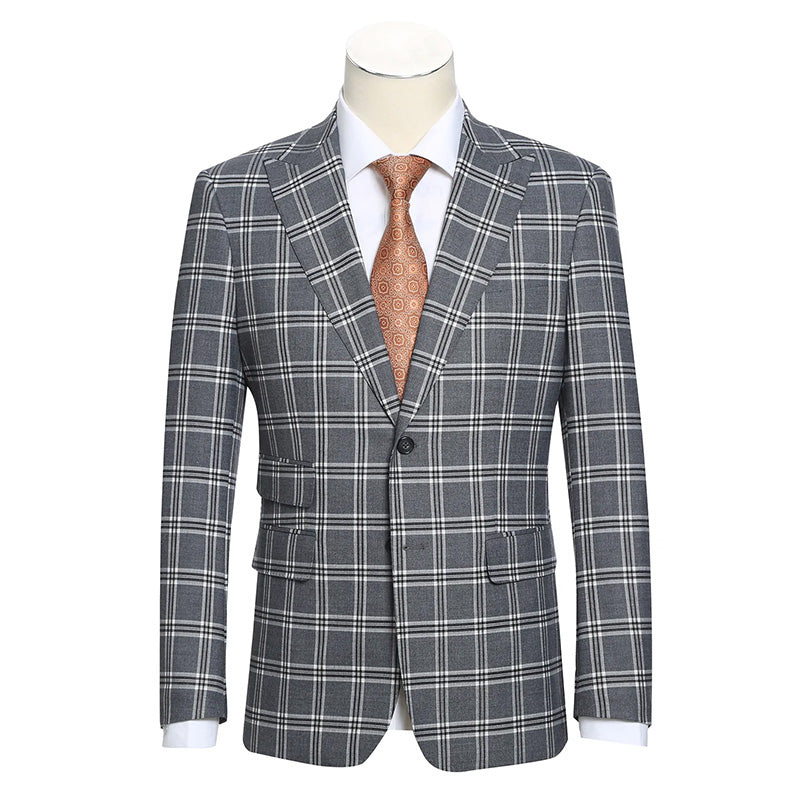 English Laundry Slim Fit Dimgray with White Check Suit