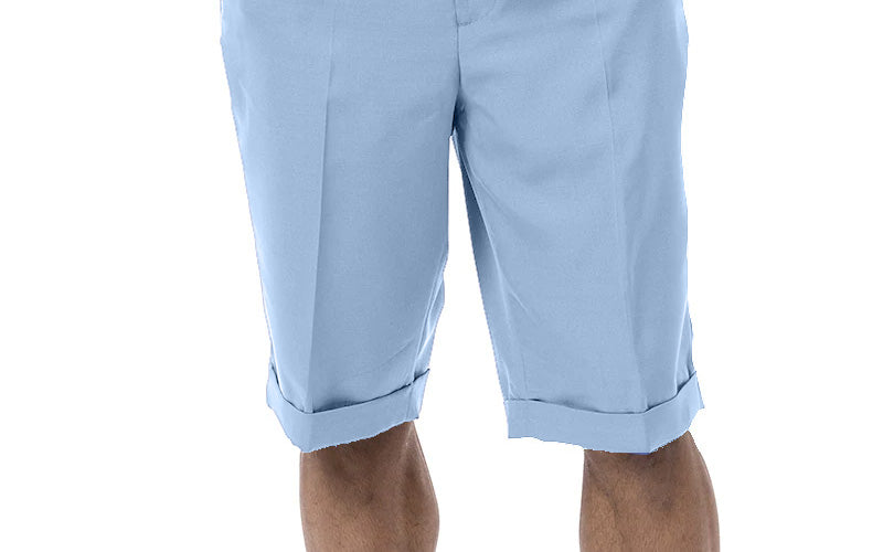 Carolina Blue 2 Piece Short Sleeve Walking Suit Argyle Pattern with Shorts
