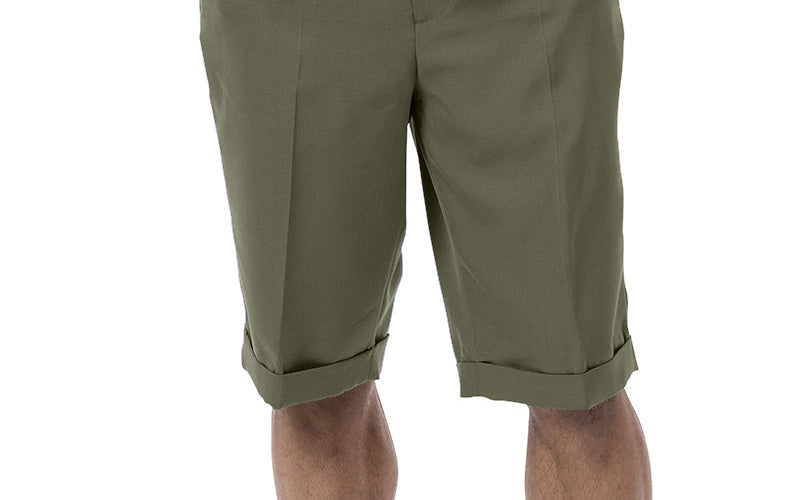 Olive 2 Piece Short Sleeve Walking Suit Argyle Pattern with Shorts