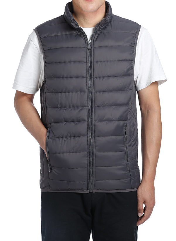 Men's Winter Quilted Puffer Vest in Gray