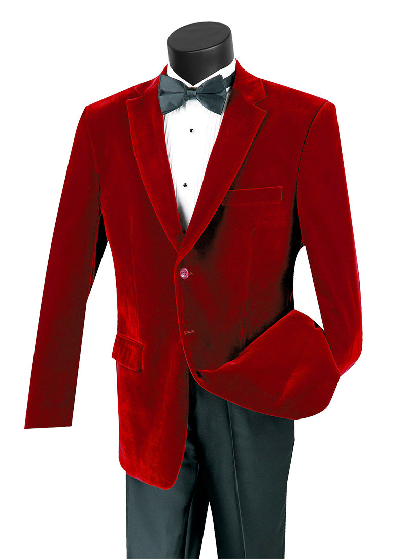 Velvet Regular Fit Fashion Jacket in Red