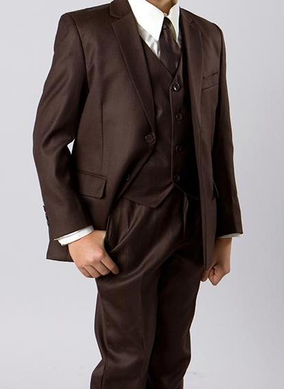 (12) Classic Boy Suit 5 Piece Set Brown