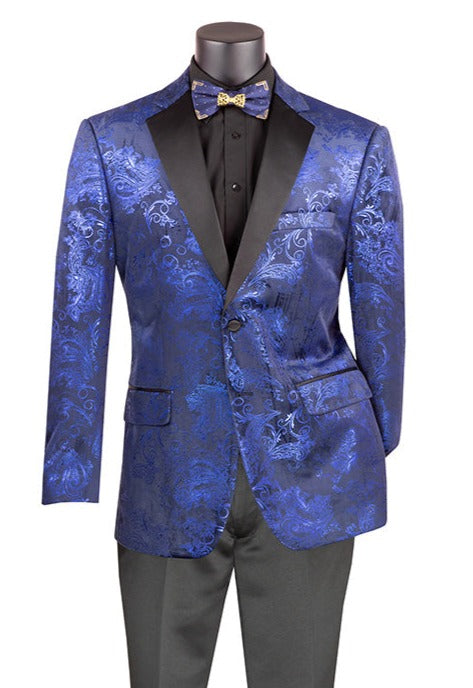 Modern Fit Velvet Jacket Metallic Design Silver BM-02