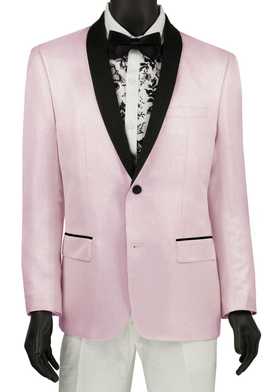 Pink Slim Fit Sport Coat Single breasted 2 Button Shawl Lapel