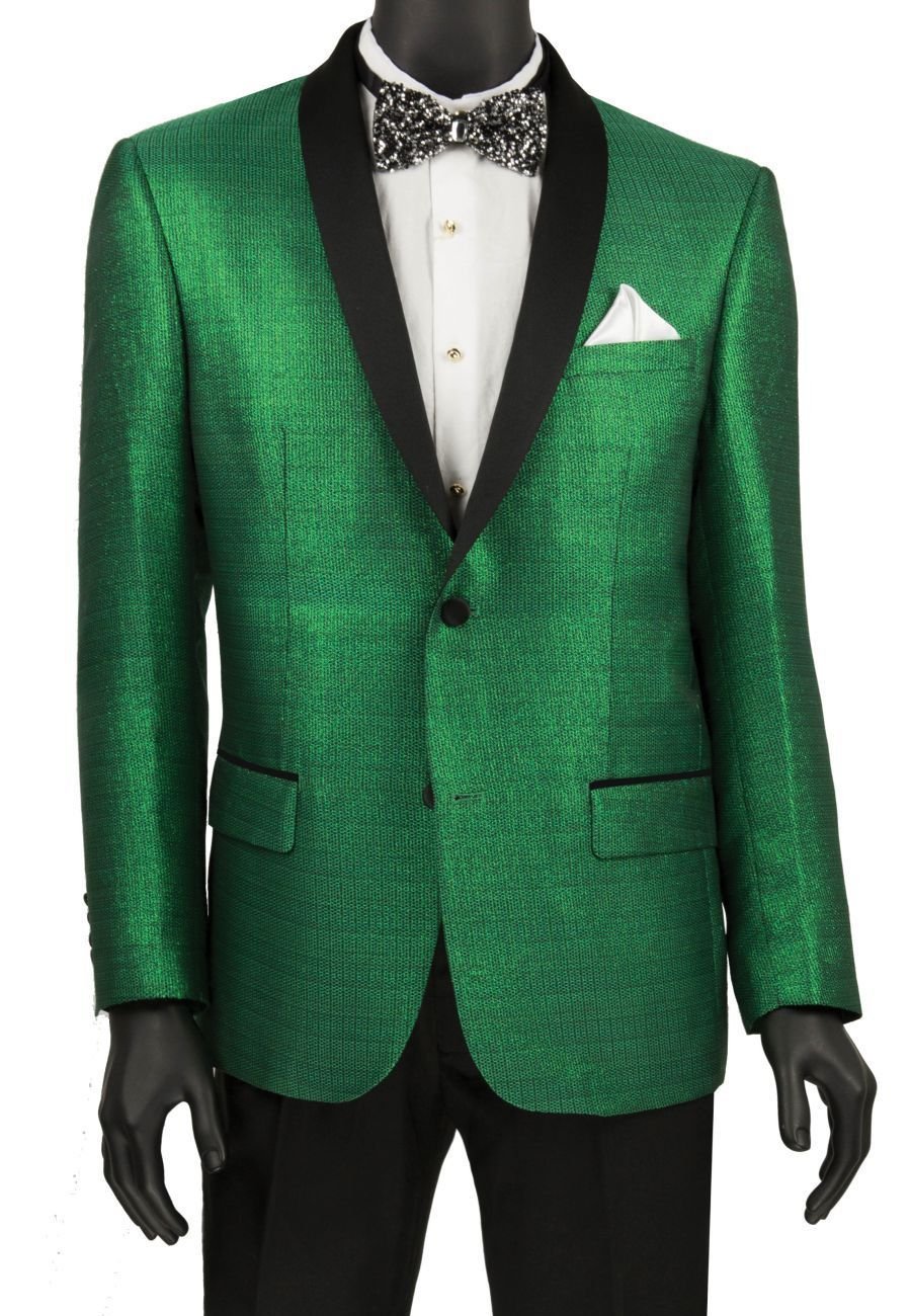 Metallic Shiny Green Slim Fit Sport Coat