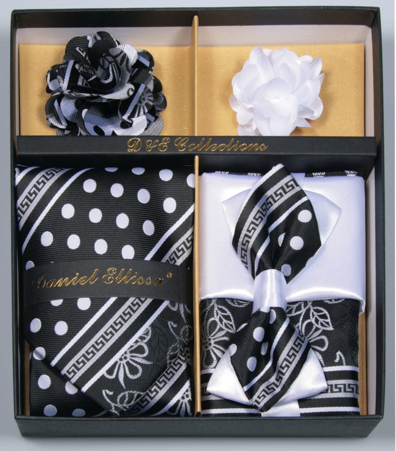 Black and White Dots Men's Accessory Collection Box 6 Piece Set