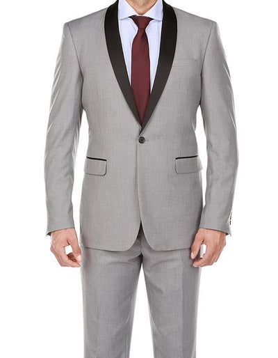 Gray 2 Piece Tuxedo Shawl Lapel Slim Fit