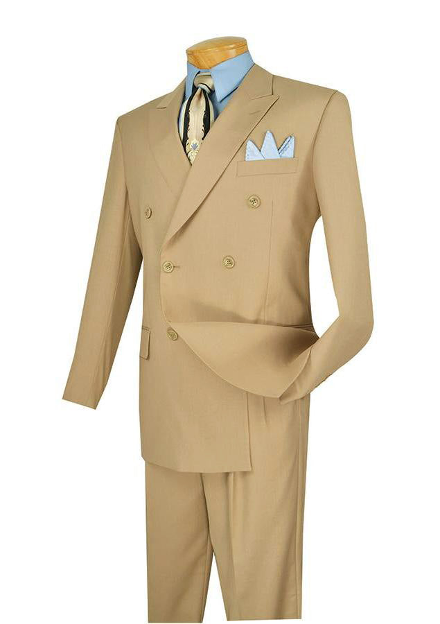 Ramses Collection - Double Breasted Suit 2 Piece Regular Fit in Beige