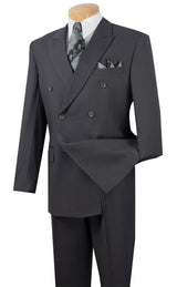Ramses Collection - Double Breasted Suit 2 Piece Regular Fit in Heather Gray