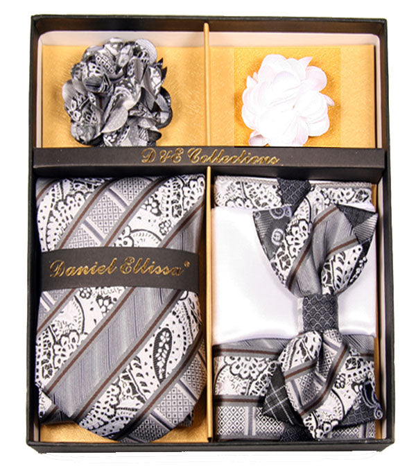 Gray and White Men's Accessory Collection Box 6 Piece Set