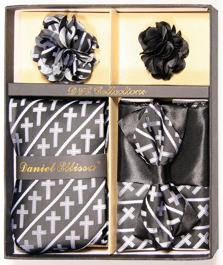 Silver and Black Men's Accessories Collection Box 6 Piece Set