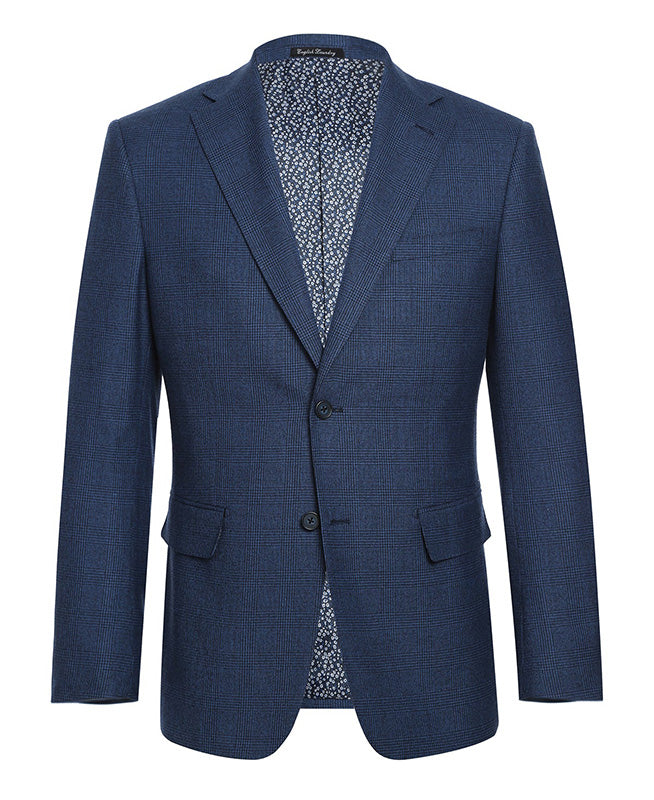 English Laundry Blue Checked Slim Fit Suit Wool Blend | Suits Outlets ...