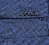English Laundry Blue Checked Slim Fit Suit Wool Blend