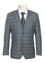 English Laundry 2-Piece Light Gray with Bronze Stereoscopic-Grid Suit Wool Blend