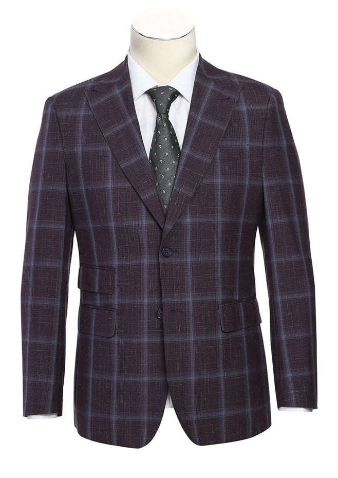 English Laundry 2-Piece Purple Window Pane Check Suit Wool Blend ...