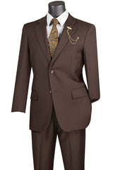 Nola Collection - Brown Regular Fit 2 Piece Suit Flat Front Pants with 2″ Elastic Waist Band