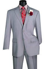 Nola Collection - Light Gray Regular Fit 2 Piece Suit Flat Front Pants with 2″ Elastic Waist Band