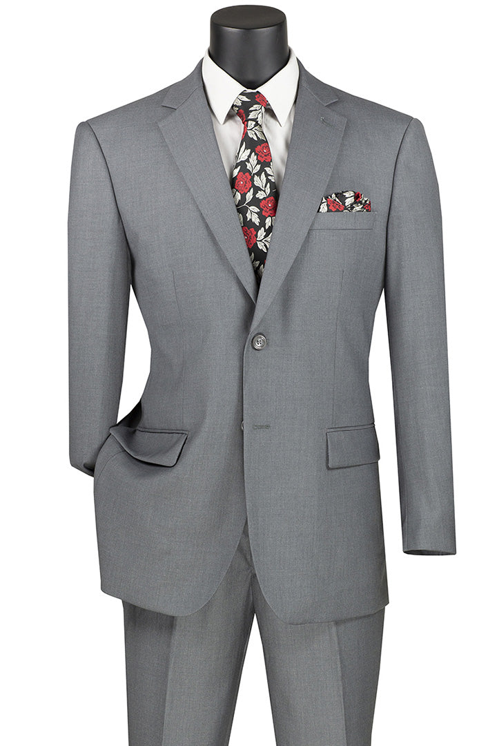 Nola Collection - Medium Gray Regular Fit 2 Piece Suit Flat Front Pants with 2″ Elastic Waist Band
