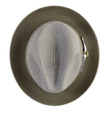 Olive Men's Two Tone Braided Pinch Fedora with Grosgrain Ribbon