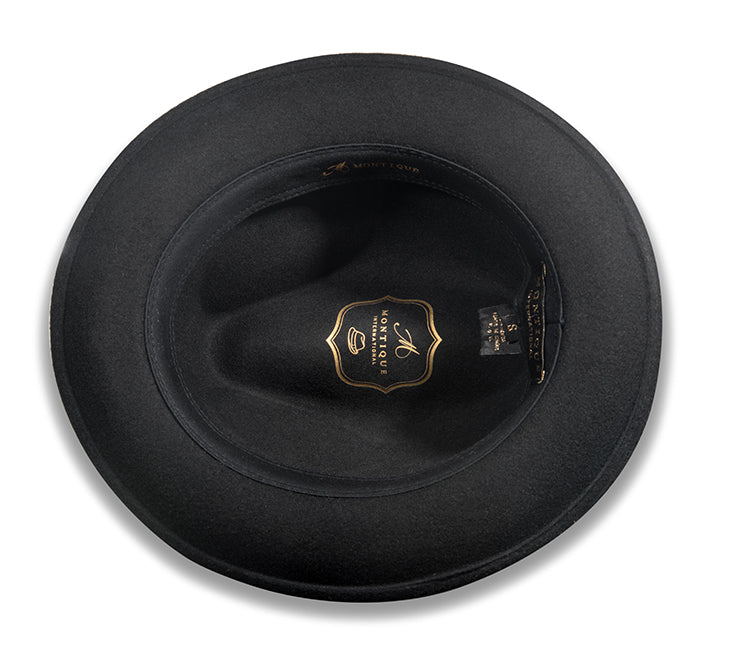 Men's Black Wool Felt Fedora Hat Snap Brim Crushable