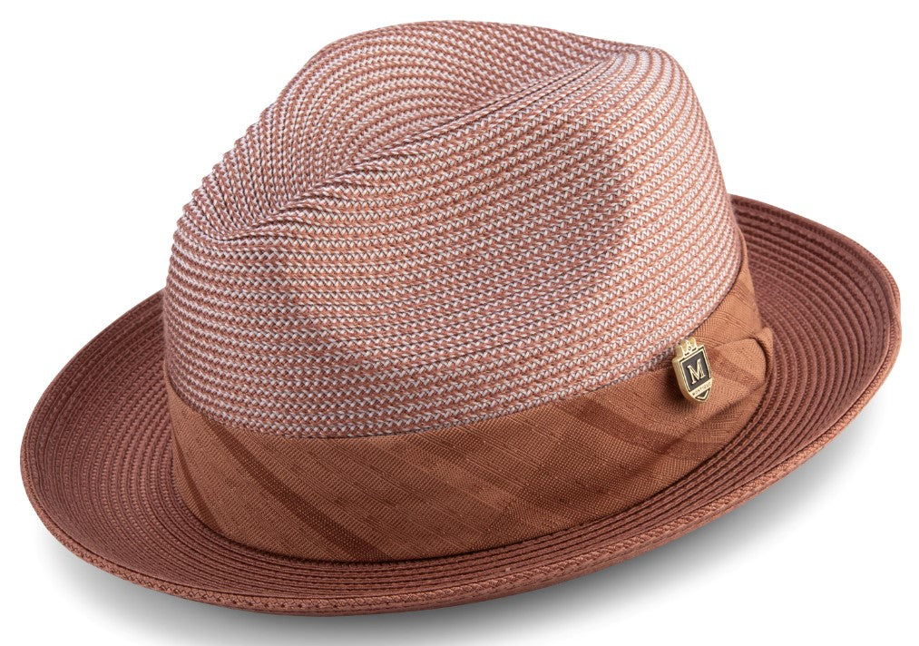 Cognac Braided Two Tone Snap Brim Pinch Hat