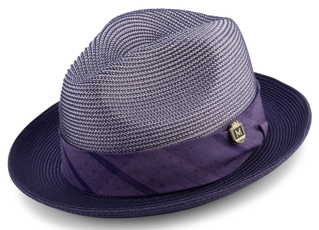 Purple Braided Two Tone Snap Brim Pinch Hat | Suits Outlets Men's Fashion
