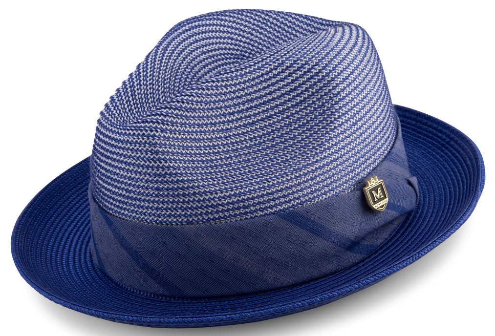 Royal Blue Braided Two Tone Snap Brim Pinch Hat