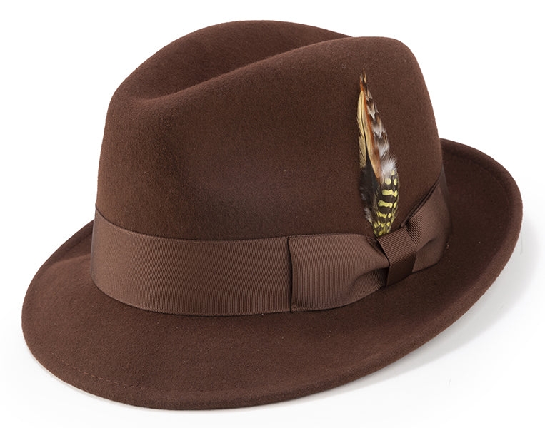 Pinch Crushable Wool Snap Brim Hat in Chocolate