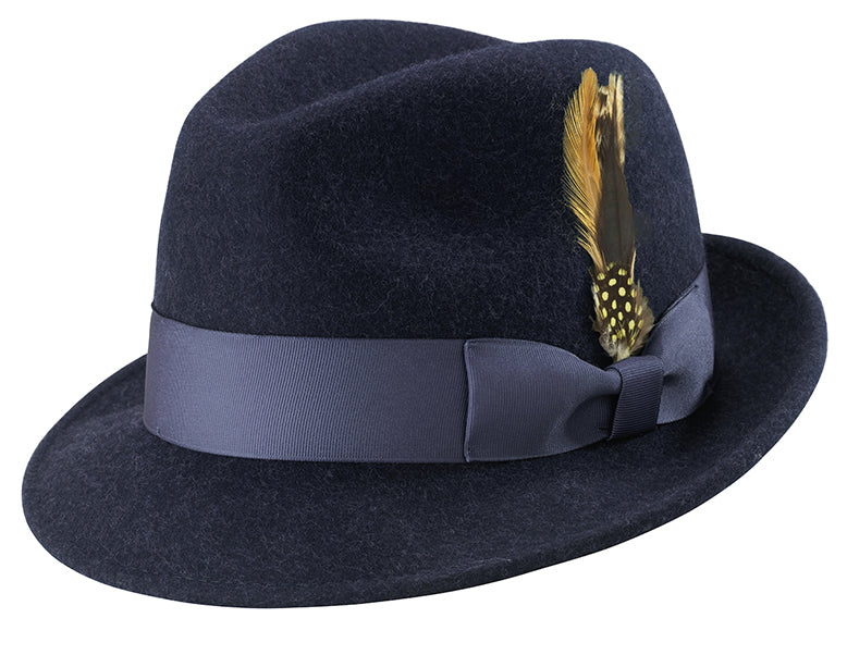 Pinch Crushable Wool Snap Brim Hat in Navy