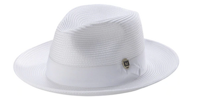 White Braided Wide Brim Pinch Fedora Matching Grosgrain Ribbon | Suits ...