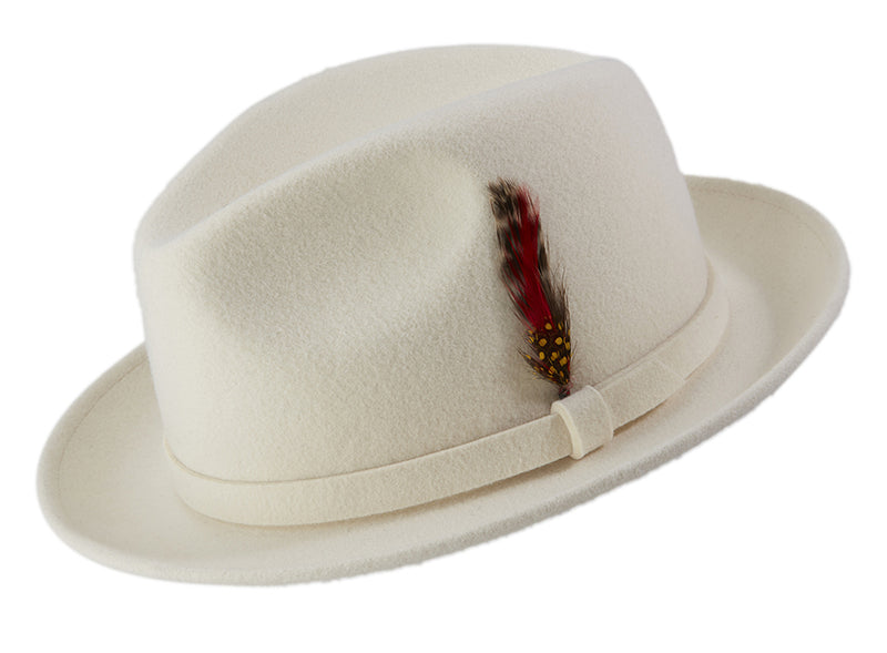 White Dress Hat Center Crease Stingy Snap Brim