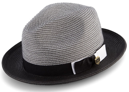 Black Men's Two Tone Braided Pinch Fedora with Grosgrain Ribbon | Suits ...