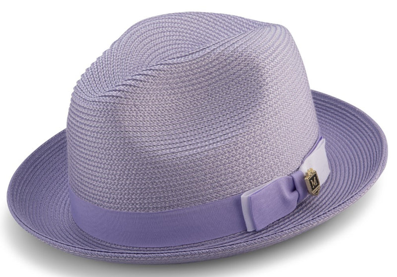 Lavender Men's Two Tone Braided Pinch Fedora with Grosgrain Ribbon