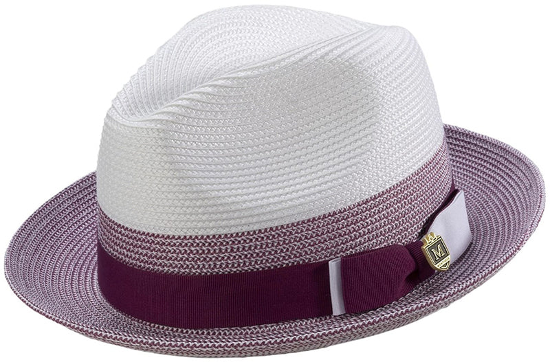 Men's Braided Straw Fedora Two Tone Weave in Dusty Rose