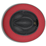 Gray Wide Brim Braided Pinch Fedora Hat with Red Bottom