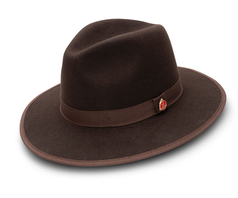 Brown 3 ⅛" Brim Wool Felt Hat with Red Bottom