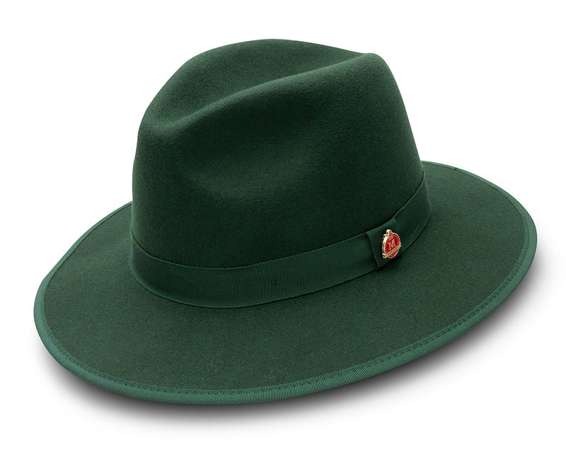 Hunter Green 3 ⅛" Brim Wool Felt Hat with Red Bottom