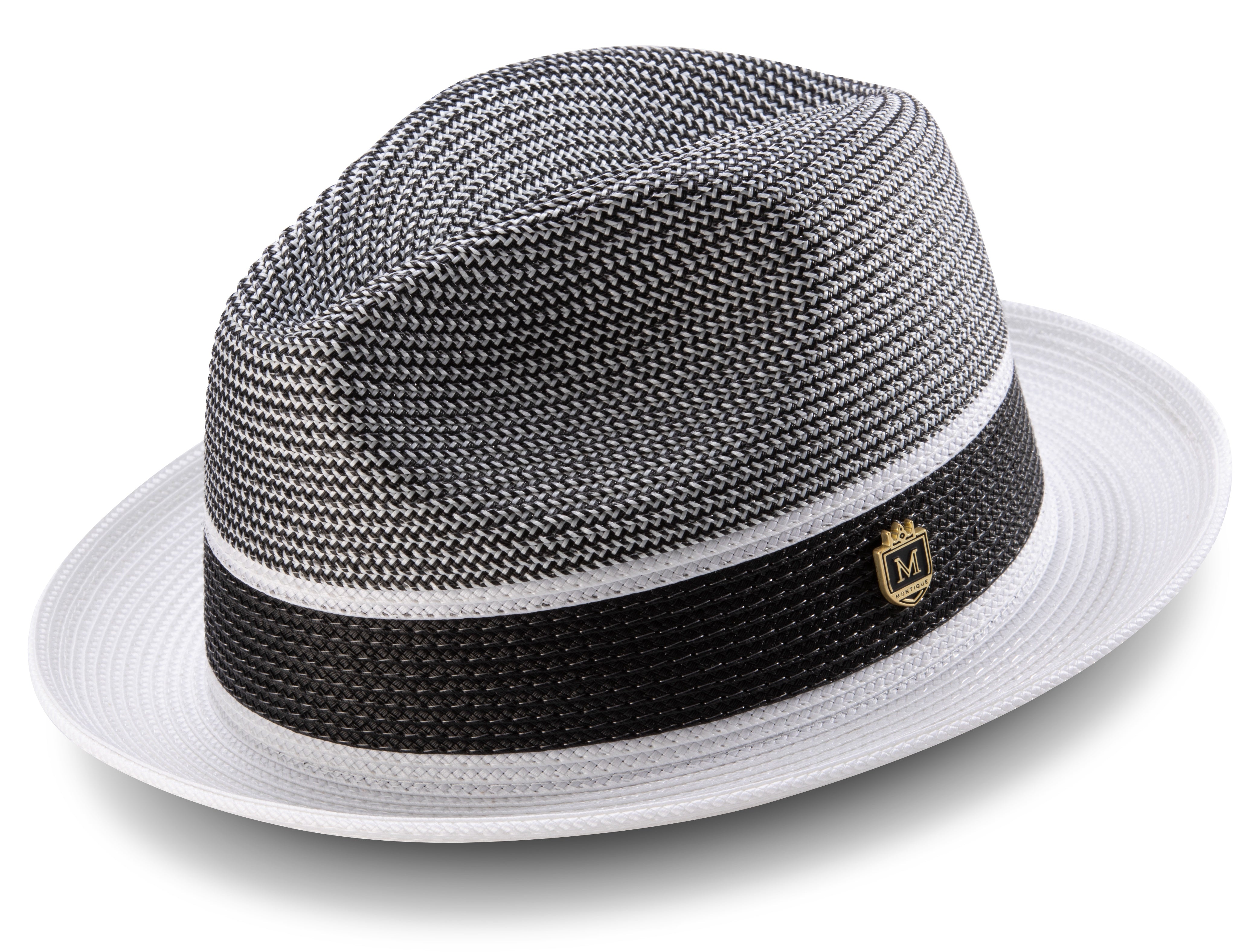 Men's Braided Two Tone Pinch Fedora Hat in White