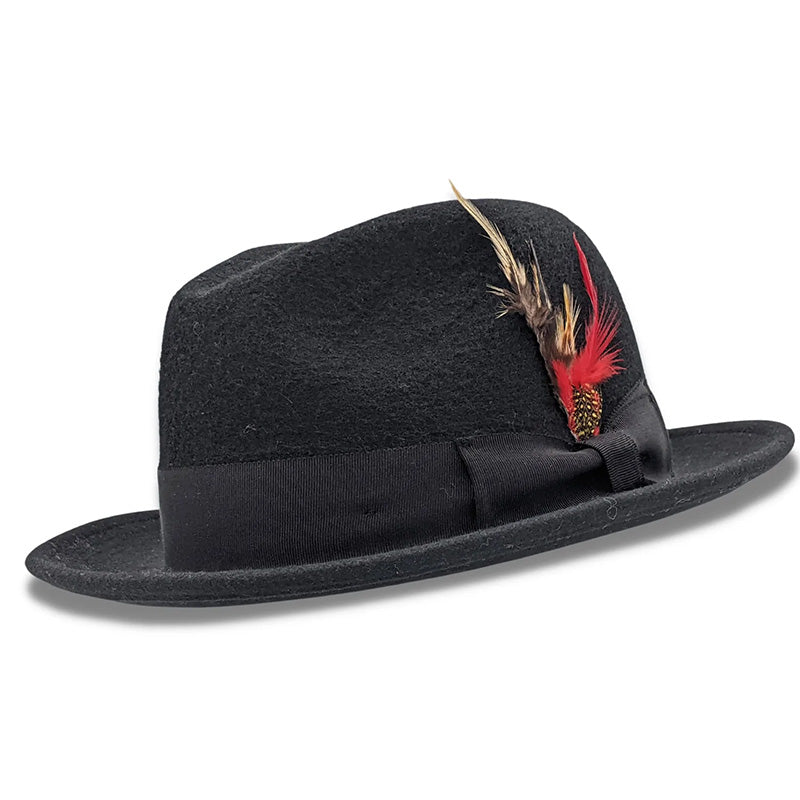 Black 2 ¼" Brim Beaver Look Felt Hat