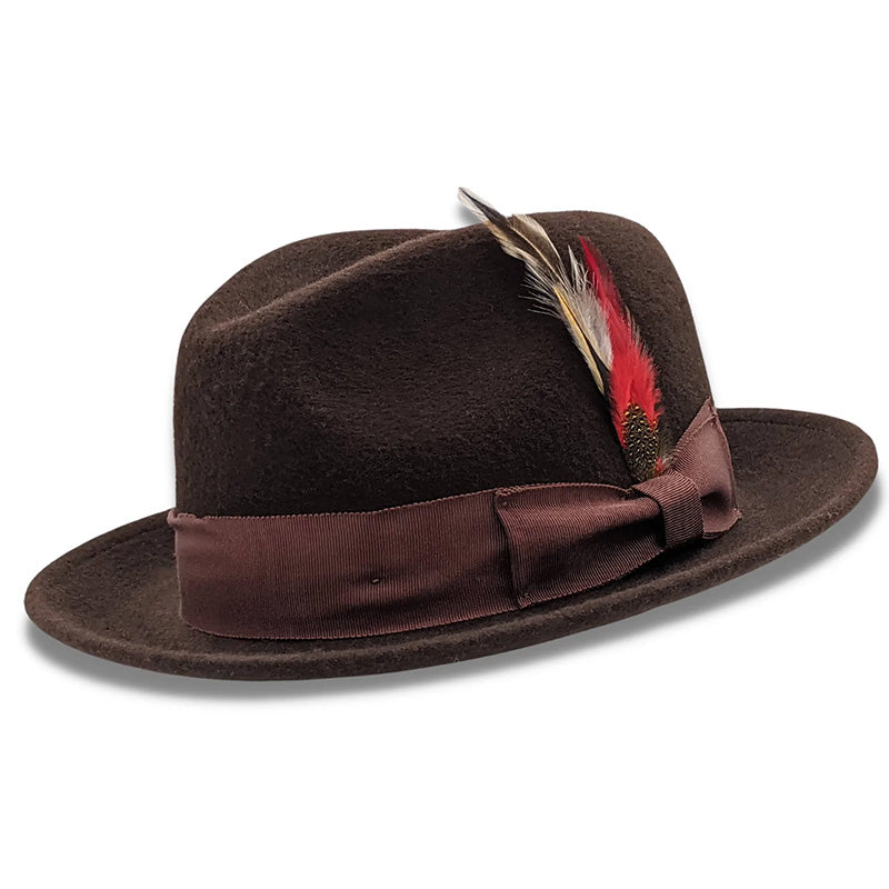 Brown 2 ¼" Brim Beaver Look Felt Hat