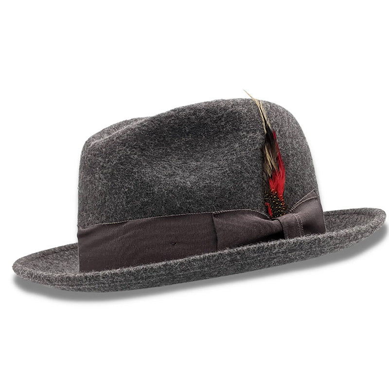 Gray 2 ¼" Brim Beaver Look Felt Hat