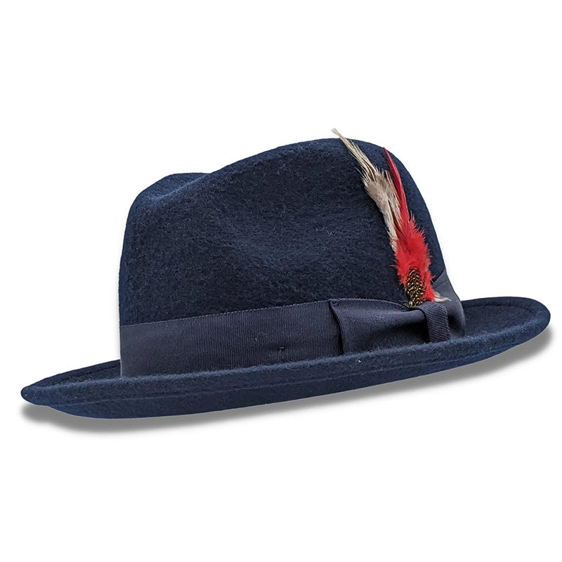 Navy 2 ¼" Brim Beaver Look Felt Hat