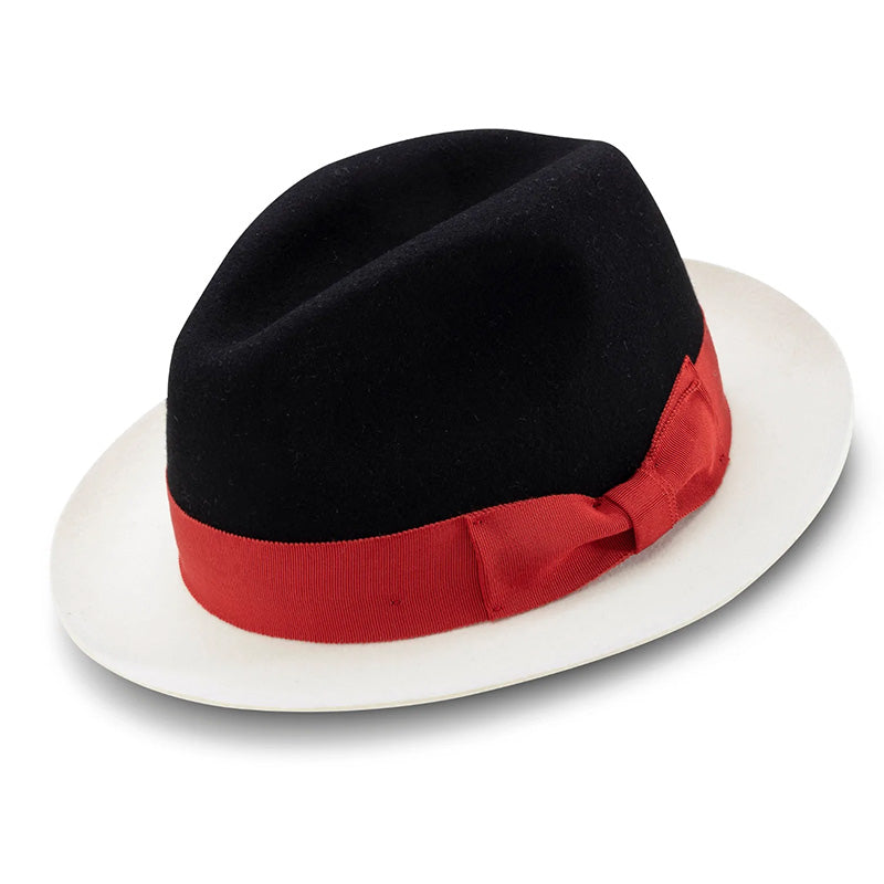 Black Wool Felt Hat 2 ¼" Wide White Brim