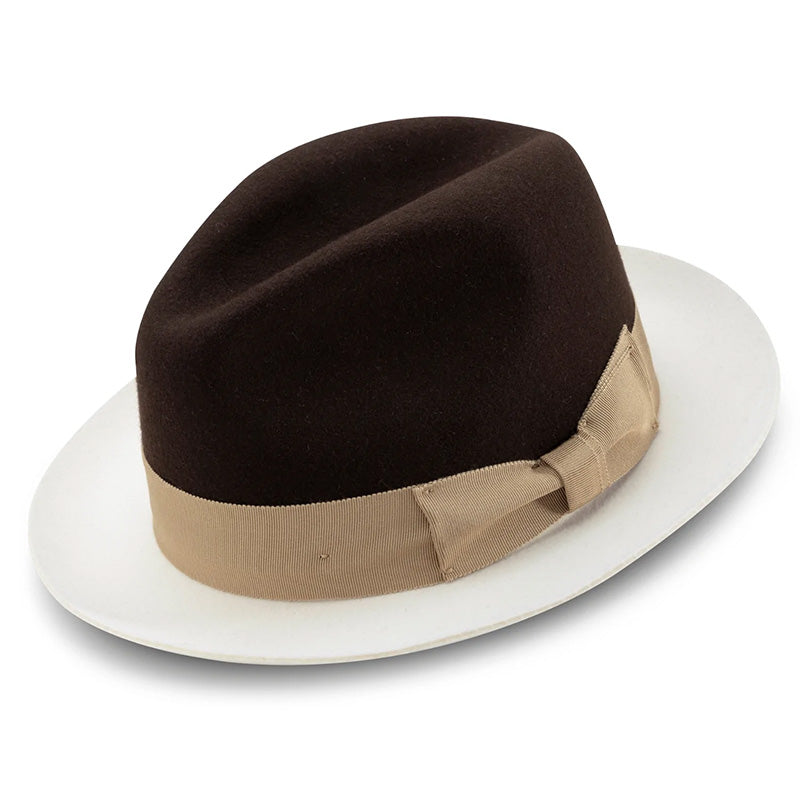 Brown Wool Felt Hat 2 ¼" Wide White Brim