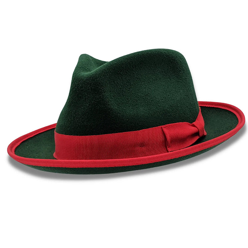Hunter Green 2 ½" Wide Brim Wool Felt Hat
